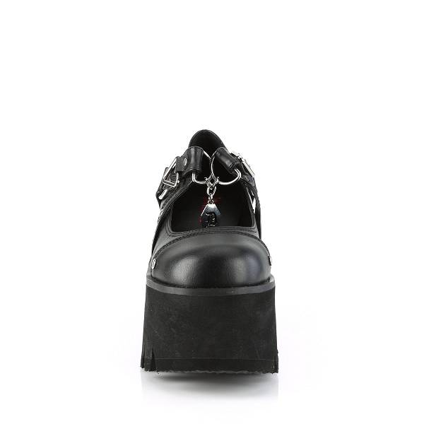 Demonia Ashes-33 Black Vegan Leather Schuhe Herren D061-859 Gothic Mary Jane Schuhe Plateau Schwarz Deutschland SALE
